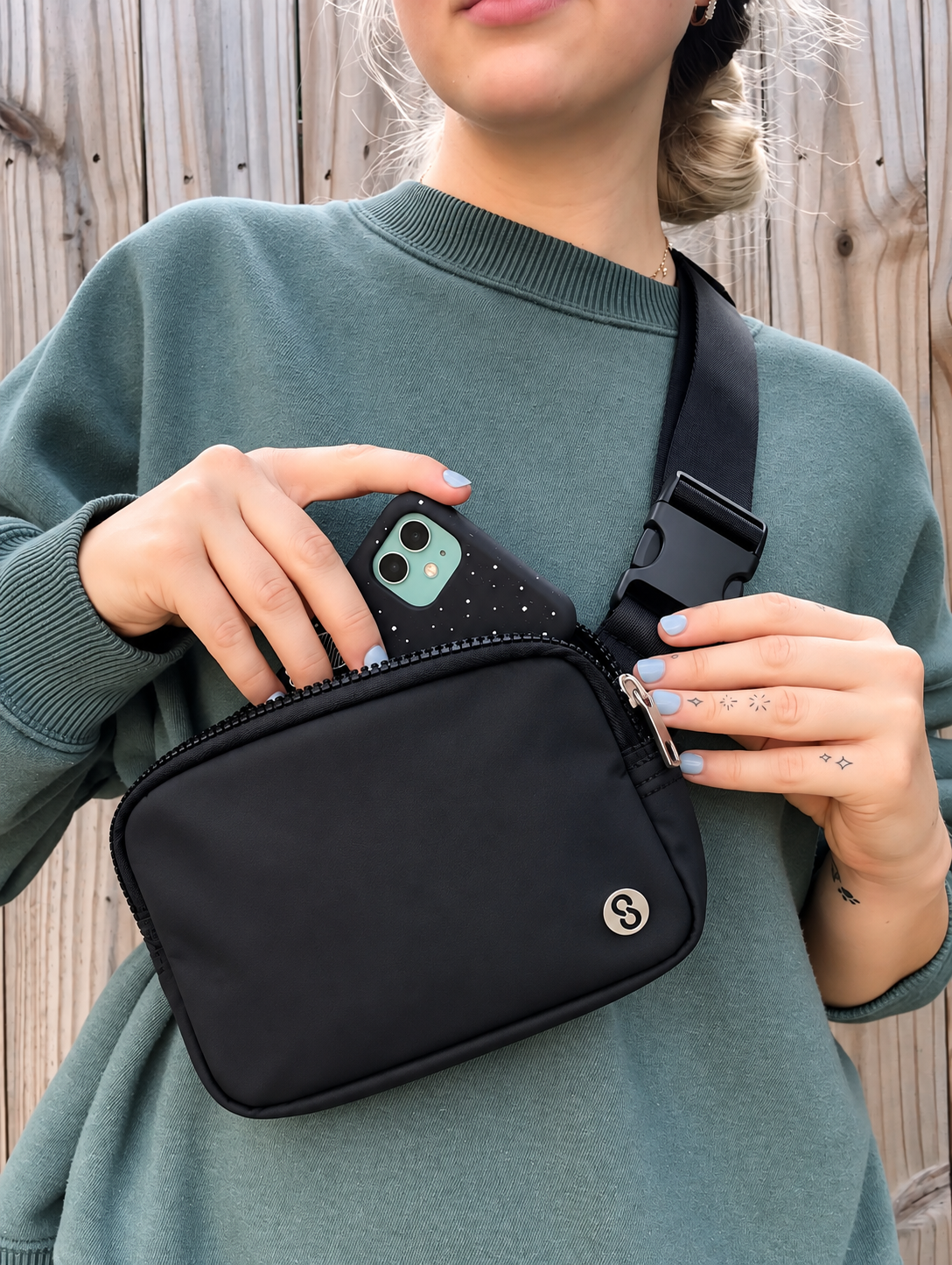 ASHTON BURY® Crossbody Belt Bag — Black 1L, Water-Resistant Unisex Travel Bag